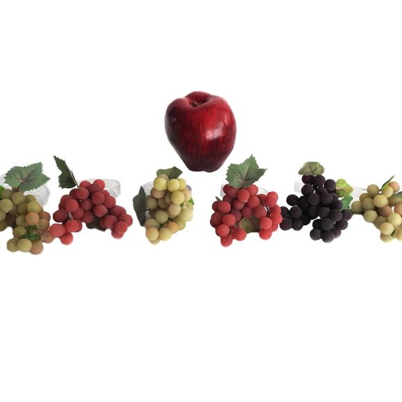 Clear Acrylic and Resin Grapes Napkin Rings Set of 6 - Picture 2 of 6